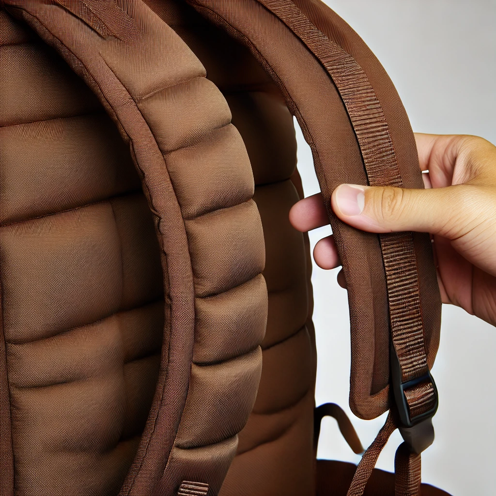 Comfort and Ergonomics Padded Straps and Back Panel of the Brown Eco-Friendly Hiking Backpack