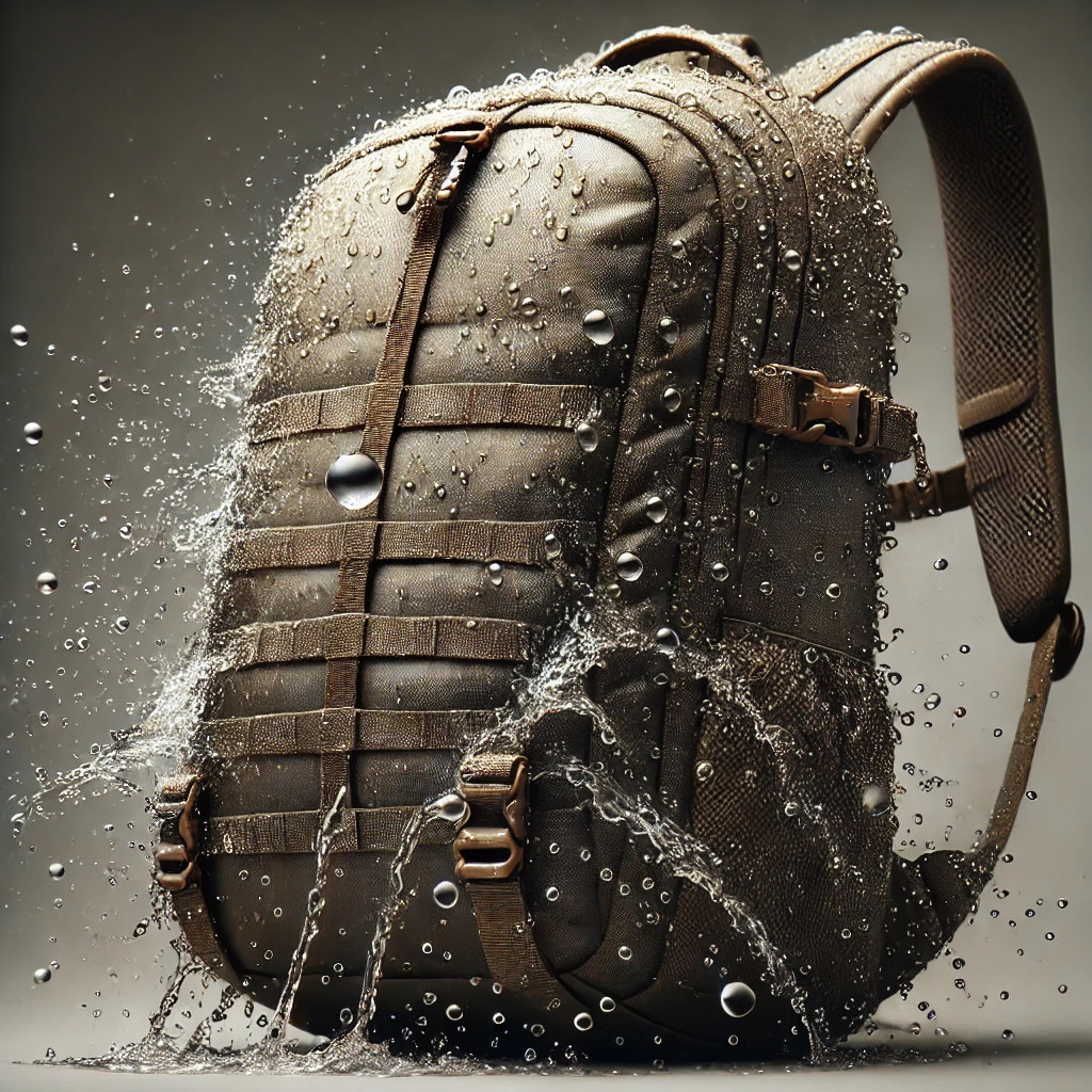 Weather-Resistant Design Water Droplets on the Brown Eco-Friendly Hiking Backpack