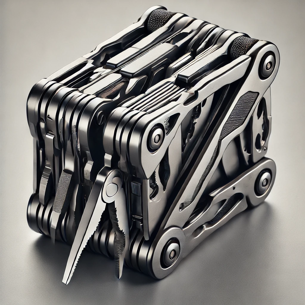 front-facing image of a multi-tool in its folded, compact state.